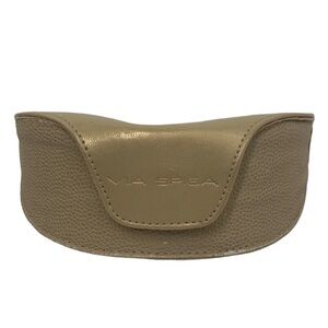 Via Spiga Gold Leather Glasses Case - Snakeskin Embossed Leather, 7”x3”